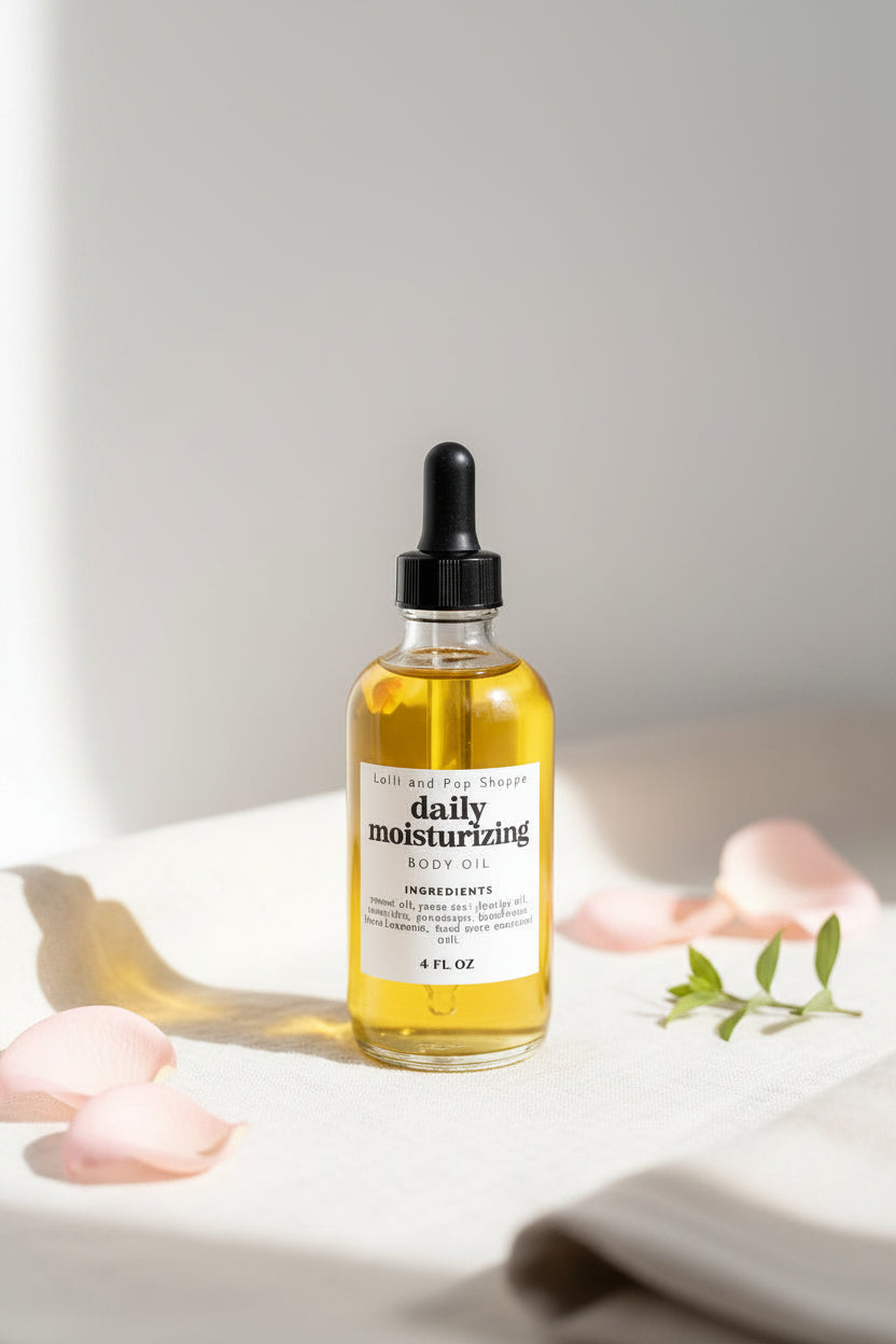 Bottle of daily moisturizing serum with dropper on a light background