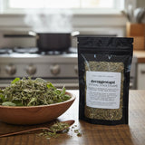 Packaged herbal sinus steam decocggestant on a wooden surface