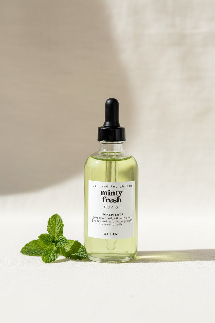Set of skincare bottles on a tray with a white orchid in the background